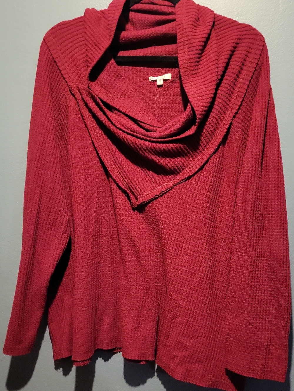 Maurices Ribbed Draped Cowl-Neck Sweater - Red